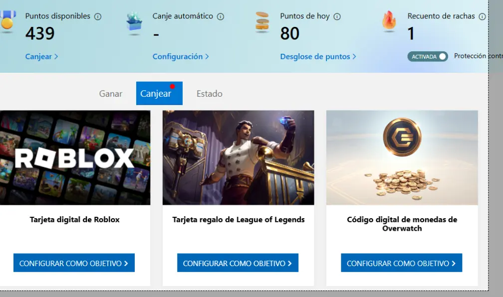 Recompenzas de microsoft rewards